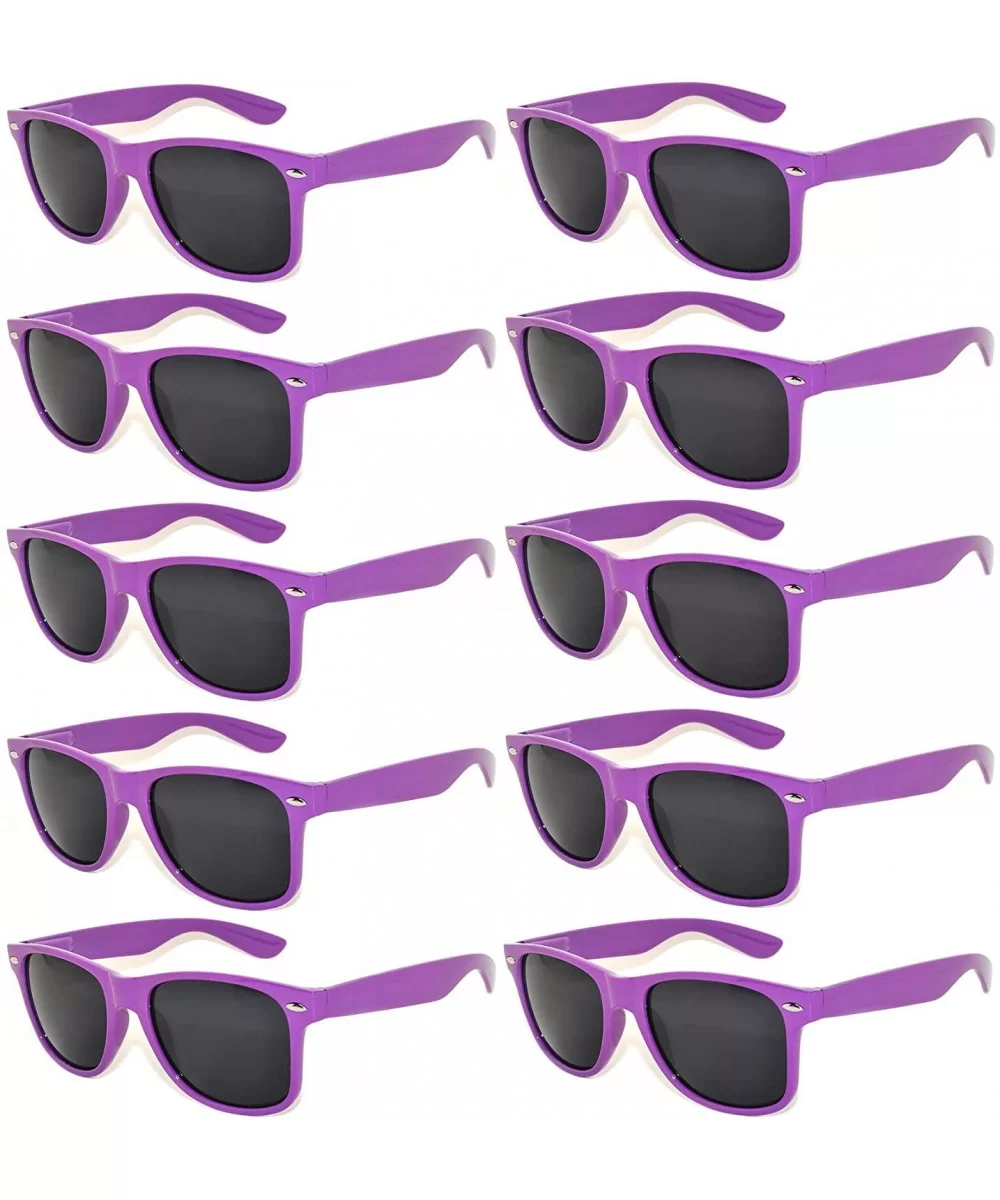 10 Pairs of Colored Frame Retro Sunglasses Smoke Lens OWL - Purple_10_pairs - CP12727Q4RN $33.09 Wayfarer