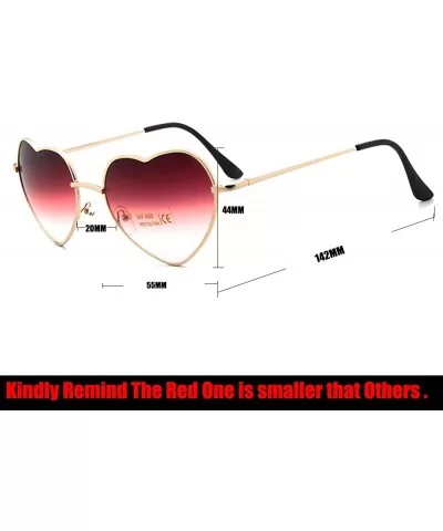 Heart Sunglasses Thin Metal Frame Hippie Lovely Aviator Style Eyewear - Gold Frame/Red - CG18OTMTWY4 $13.64 Round