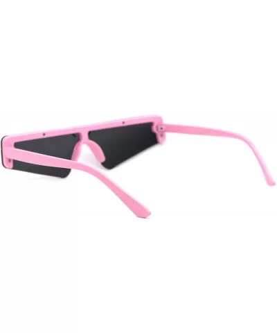 80s Disco Narrow Flat Top Pimp Plastic Shield Sunglasses - Pink Black - C318XEU7U64 $17.84 Shield