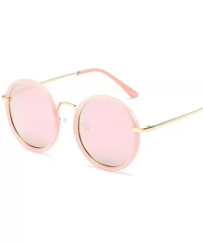 Retro Men Women Sunglasses Metal Polarized Vintage Round Polarized Glasses Eyewear - Pink - CL18D7TWNOU $36.38 Round