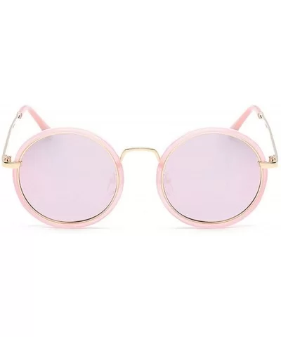 Retro Men Women Sunglasses Metal Polarized Vintage Round Polarized Glasses Eyewear - Pink - CL18D7TWNOU $36.38 Round