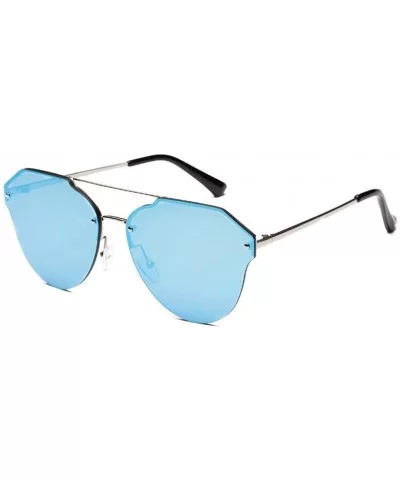 Women's Retro Cat Eye Oval Shades Frame UV Protection Polarized Sunglasses - Blue - CZ18E7LEO8U $18.59 Oversized