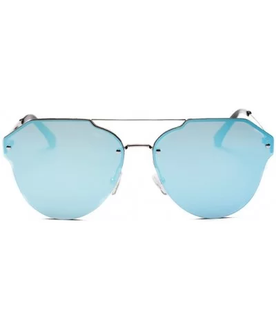 Women's Retro Cat Eye Oval Shades Frame UV Protection Polarized Sunglasses - Blue - CZ18E7LEO8U $18.59 Oversized