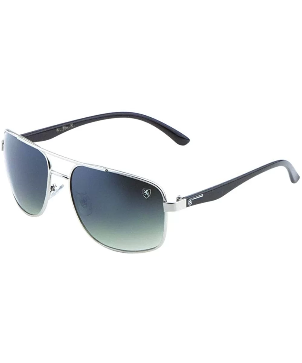 Thin Metal Frame Classic Square Frame Aviator Sunglasses - Green Silver - C8199GAZHWA $29.61 Square