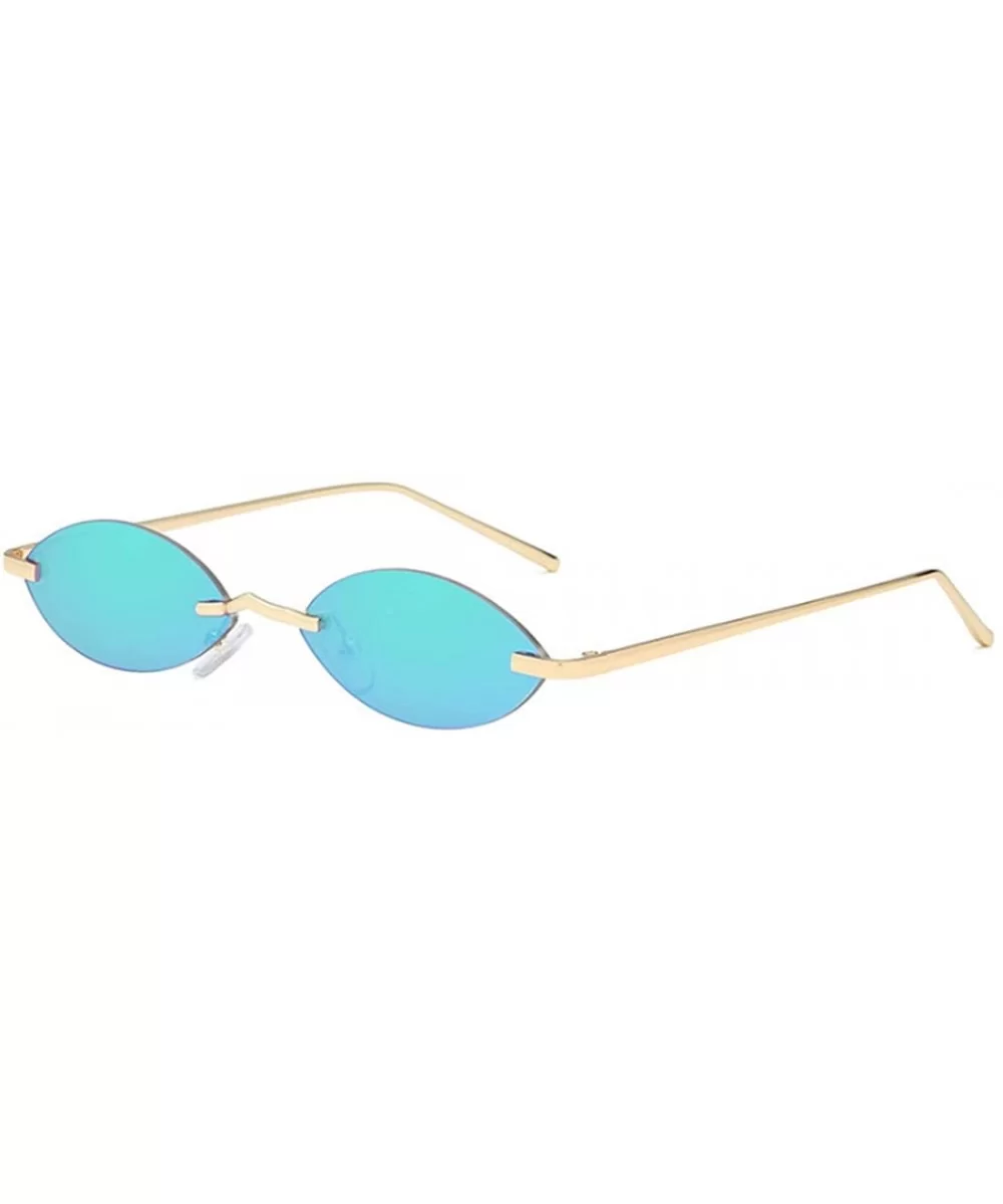 Unisex Fashion Metal Frame Oval Candy Colors small Sunglasses UV400 - Green - CT18N0ZLW0R $12.98 Oval