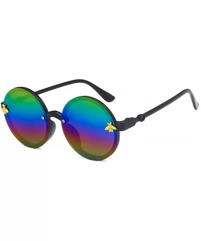 Unisex Sunglasses Retro Black Grey Drive Holiday Round Non-Polarized UV400 - Black Multicolor - CC18RLIUKM0 $11.60 Round