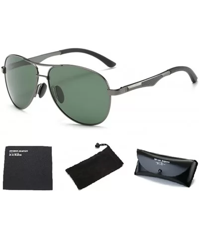 Men's Polarized Driving Aviator Sunglasses For Men Unbreakable Frame UV400 - Gun/Dark Green - CT1863CET7Q $27.40 Aviator