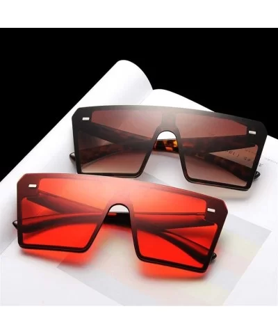 Oversized Square Sunglasses Women Flat Top Red Black Clear Lens One Piece Men Shade Mirror - C2 - CL198RXUZWD $14.98 Square