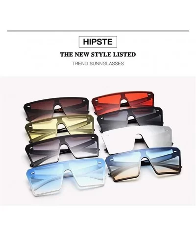 Oversized Square Sunglasses Women Flat Top Red Black Clear Lens One Piece Men Shade Mirror - C2 - CL198RXUZWD $14.98 Square