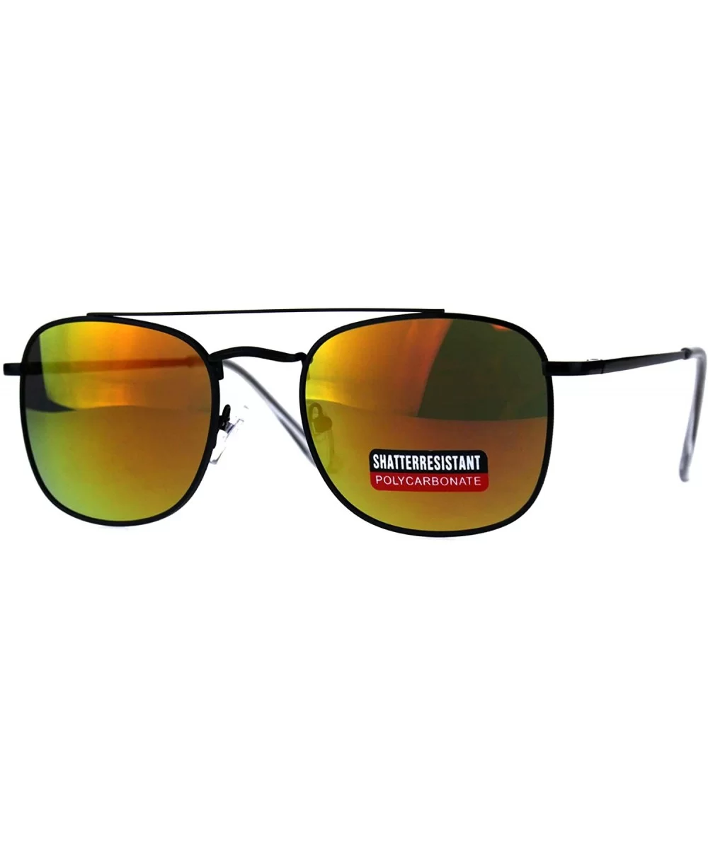 Unisex Designer Style Sunglasses Square Aviators Spring Hinge UV 400 - Black (Orange Mirror) - CL18HKWWW88 $11.92 Square