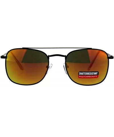 Unisex Designer Style Sunglasses Square Aviators Spring Hinge UV 400 - Black (Orange Mirror) - CL18HKWWW88 $11.92 Square