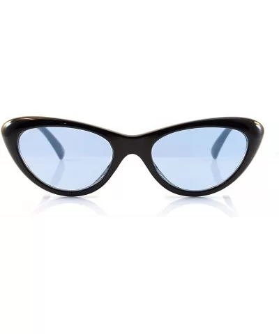 Goggles Slim Oval Cat-Eye Pop Color Sunglasses A089 - Black/ Blue - CK18062ZLO6 $12.38 Cat Eye