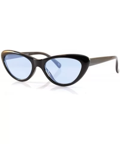 Goggles Slim Oval Cat-Eye Pop Color Sunglasses A089 - Black/ Blue - CK18062ZLO6 $12.38 Cat Eye