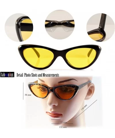 Goggles Slim Oval Cat-Eye Pop Color Sunglasses A089 - Black/ Blue - CK18062ZLO6 $12.38 Cat Eye