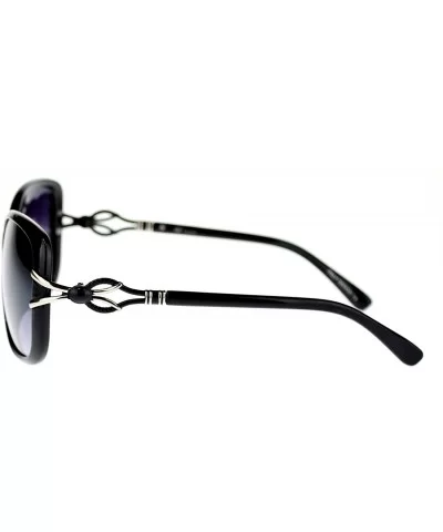 Metal Ribbon Jewel Temple Oversized Art Nouveau Butterfly Sunglasses - Black - CT11NSKXKJJ $17.19 Butterfly