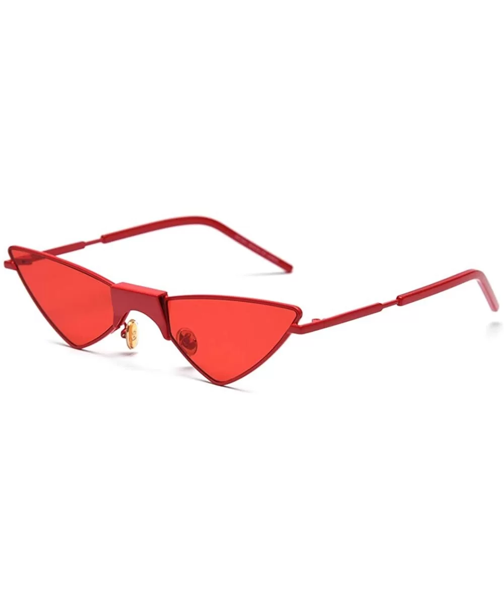 Cat Eye Sunglasses Women Triangle Ladies Sun Glasses Small Metal Frame Eyewear - Red - CN18W3LXCLA $14.87 Cat Eye