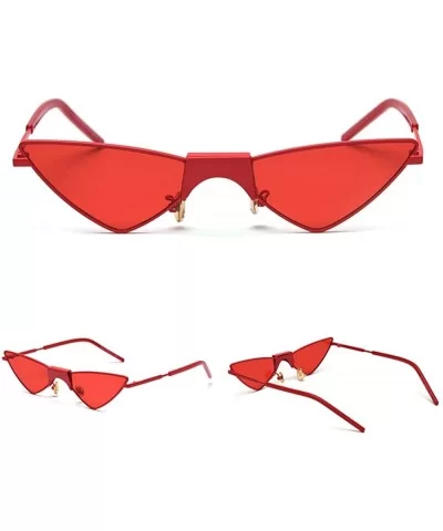 Cat Eye Sunglasses Women Triangle Ladies Sun Glasses Small Metal Frame Eyewear - Red - CN18W3LXCLA $14.87 Cat Eye