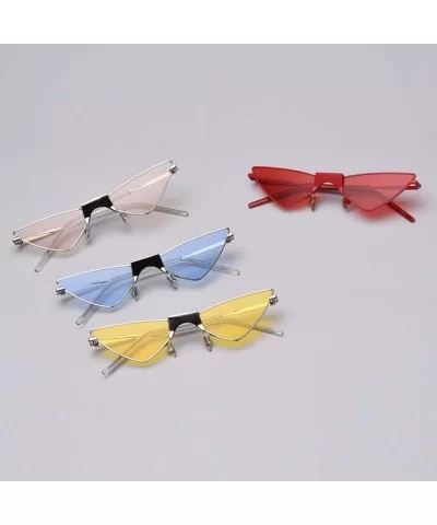 Cat Eye Sunglasses Women Triangle Ladies Sun Glasses Small Metal Frame Eyewear - Red - CN18W3LXCLA $14.87 Cat Eye