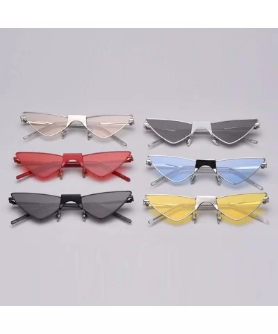 Cat Eye Sunglasses Women Triangle Ladies Sun Glasses Small Metal Frame Eyewear - Red - CN18W3LXCLA $14.87 Cat Eye