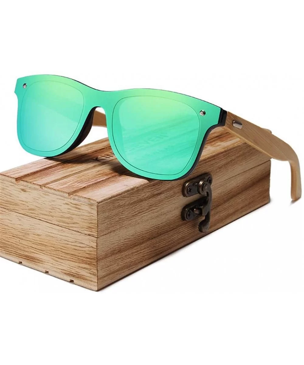 Bamboo Polarized Sunglasses Men Wooden Sun Glasses Women Original Wood Glasses - Green Bamboo - C0194OWD0UT $53.71 Oversized