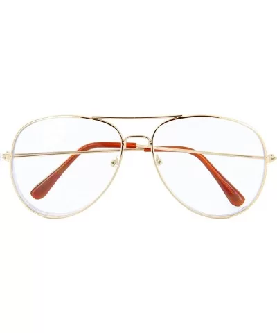 Classic Aviator Glasses Clear Lens Tear Drop Metal Frame - Gold - CY12H7LMO8H $11.94 Oversized