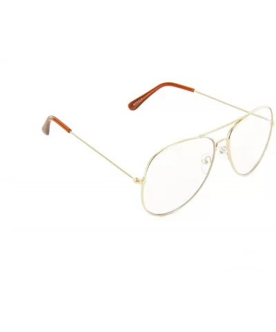 Classic Aviator Glasses Clear Lens Tear Drop Metal Frame - Gold - CY12H7LMO8H $11.94 Oversized