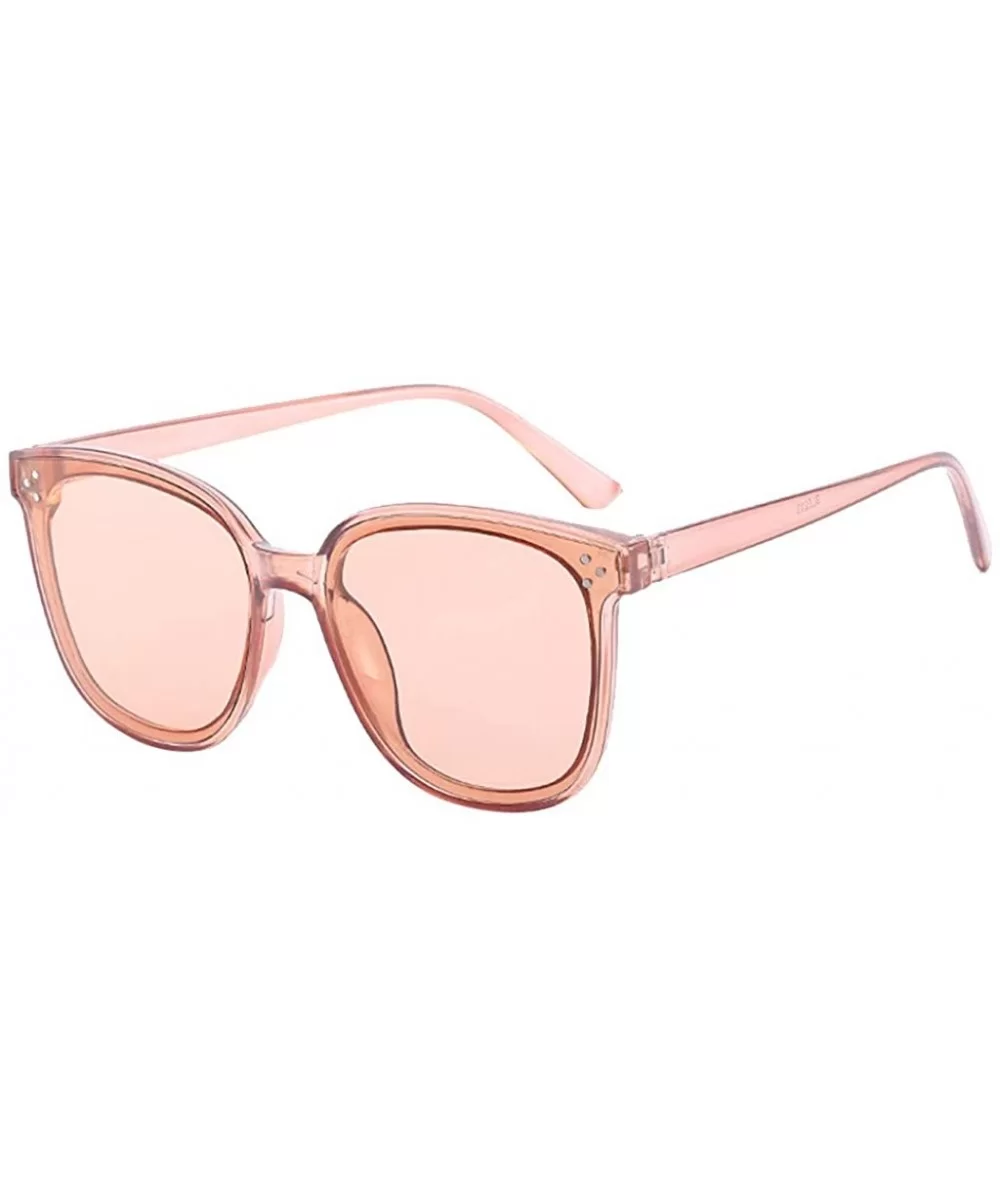 Vintage Polarized Sunglasses For Women Oversized Square Metal Frame Retro Fashion Shades - Pink - CP199KSCERA $9.46 Oversized