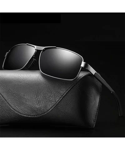 Sunglasses Polarized Antiglare Anti ultraviolet Travelling - Silver Frame Black Lens - C018WNUISN9 $41.69 Oval