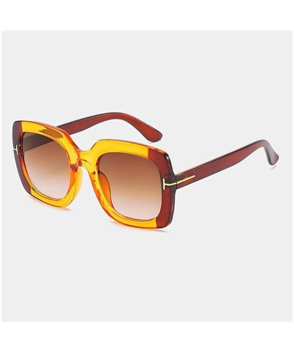 Oversized Square Sunglasses for Women Vintage Big Frame Sun Glasses Female T Legs Eyewear - C4 Yellow Brown - C51986U6WA8 $16...