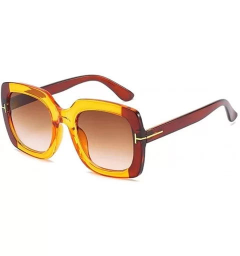 Oversized Square Sunglasses for Women Vintage Big Frame Sun Glasses Female T Legs Eyewear - C4 Yellow Brown - C51986U6WA8 $16...