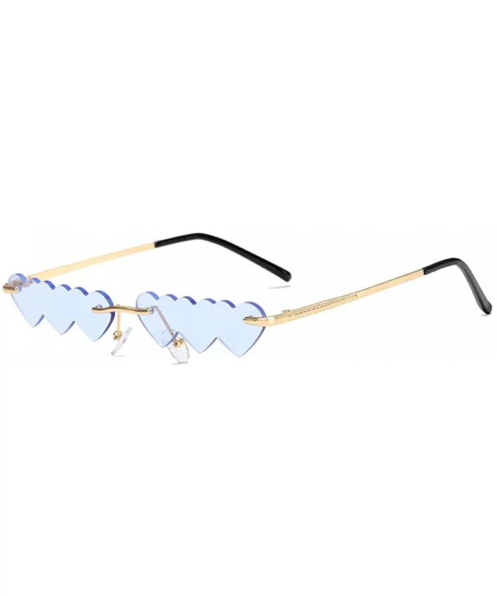 Vintage Sunglasses Women Fashion Rimless Heart Sunglasses Party Favors UV400 - Blue - CL19035OLON $9.92 Rimless