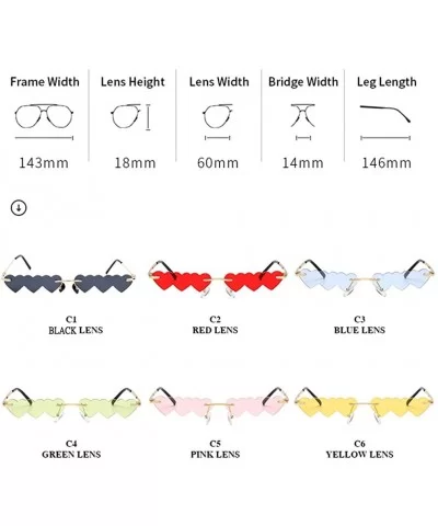 Vintage Sunglasses Women Fashion Rimless Heart Sunglasses Party Favors UV400 - Blue - CL19035OLON $9.92 Rimless