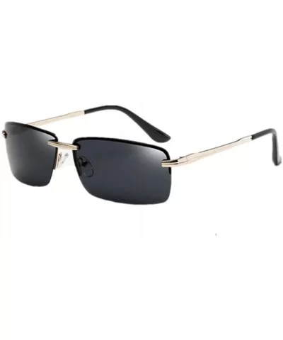 Men Coating UV400 Polarized Glasses Rectangle Sunglass Eyewear - Gold Grey - CT182SEXY59 $15.27 Square