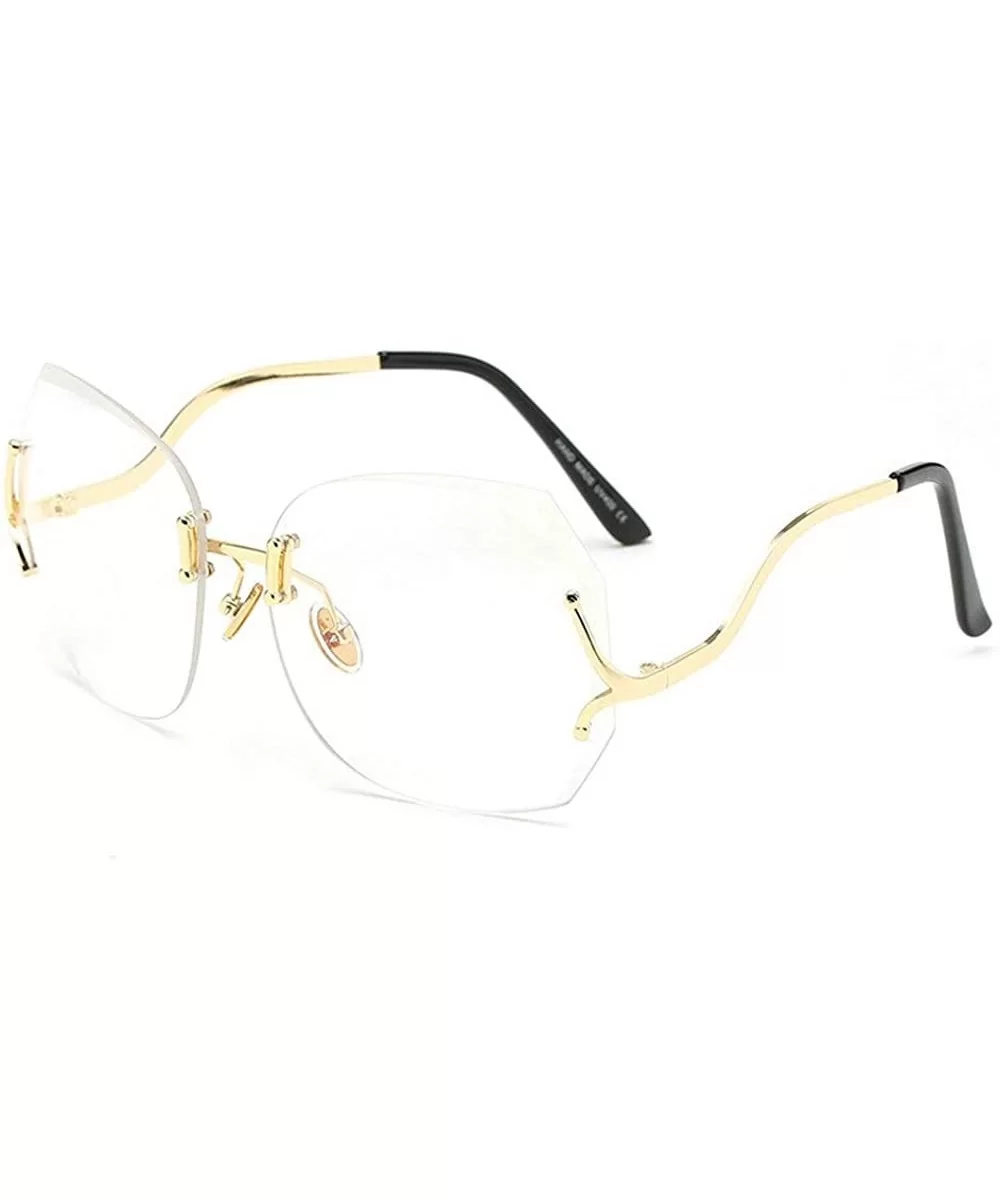 Rimless Oversized Vintage Retro Style Eye Glasses Sunglasses - Gold-clear - C817Y0U5HS0 $20.94 Rimless