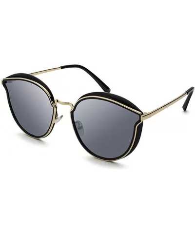 Cateye Women Sunglasses Polarized Cat Eye Glasses Fashion Vintage Designer Oversized Mirror - Silver-58 - CE1807TZ8SY $23.72 ...