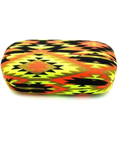 Womens Ethnic Navajo Print Canvas Metal Clam Shell Sunglasses Carrying Case - Yellow - C211L5J828T $13.53 Rectangular