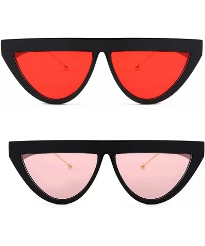 Vintage Retro Cat Eye Sunglasses Small Frame Flat Lens - Red Tinted Ad Pink Tinted - CL18U4KTIX5 $18.54 Goggle