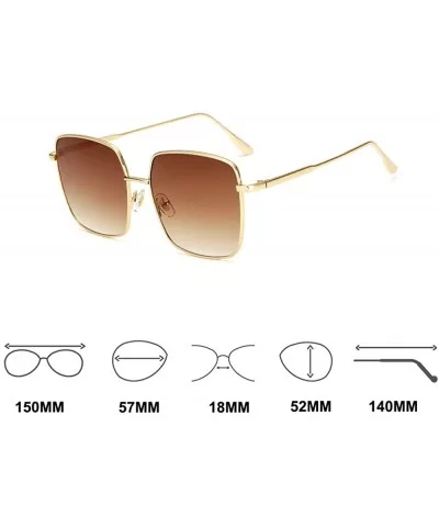 Retro Oversized Sunglasses for Women Square Metal Frame Non Polarized Lenses - A1 Brown(sunglasses) - CV18NK6S6SQ $18.14 Aviator