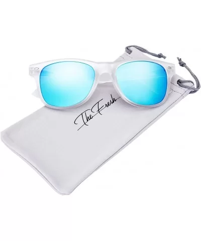 Matte Frosted Frame Reflective Colored Mirror Lens Spring Temple Horn Rimmed Sunglasses Gift Box - 1-frost - CX1864A5CU8 $21....