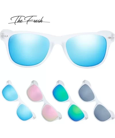 Matte Frosted Frame Reflective Colored Mirror Lens Spring Temple Horn Rimmed Sunglasses Gift Box - 1-frost - CX1864A5CU8 $21....