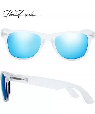 Matte Frosted Frame Reflective Colored Mirror Lens Spring Temple Horn Rimmed Sunglasses Gift Box - 1-frost - CX1864A5CU8 $21....