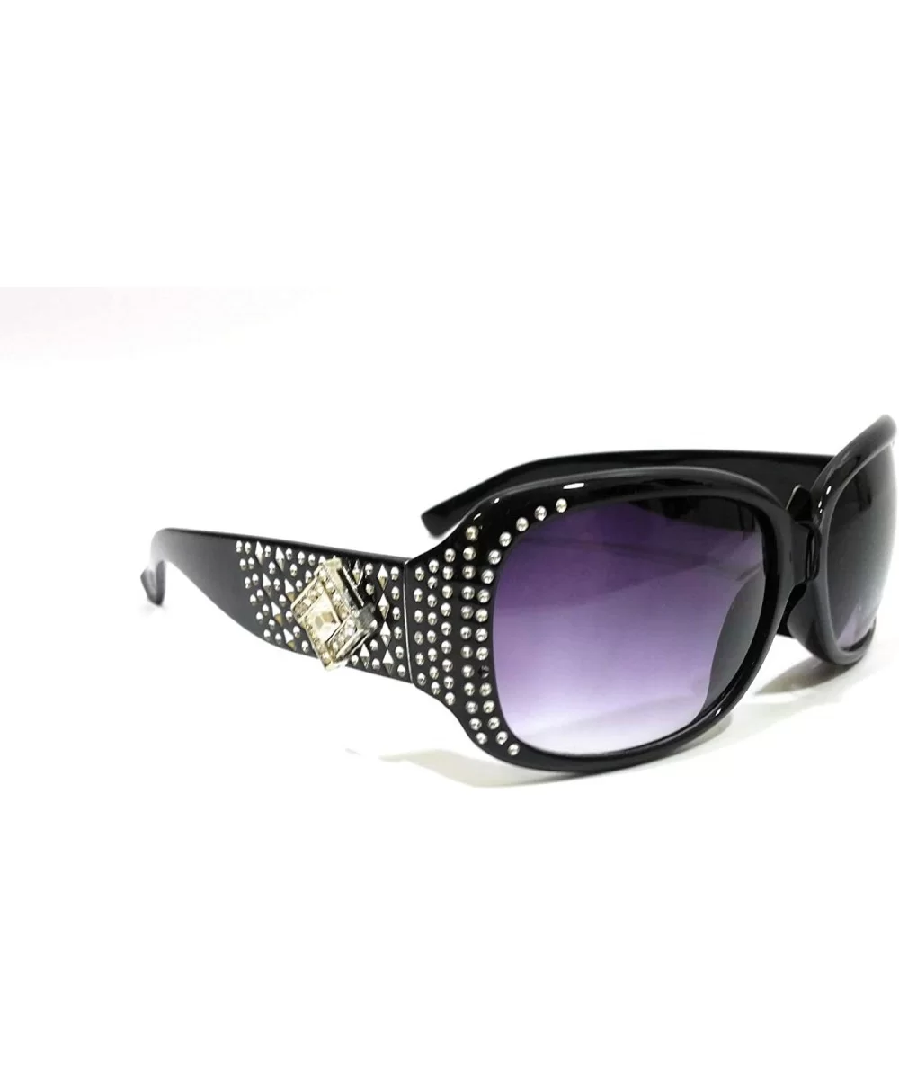 Rhinestone Bling Womens Fashion Sunglasses - Black Diamond - CH18IZC7DQA $21.17 Rectangular