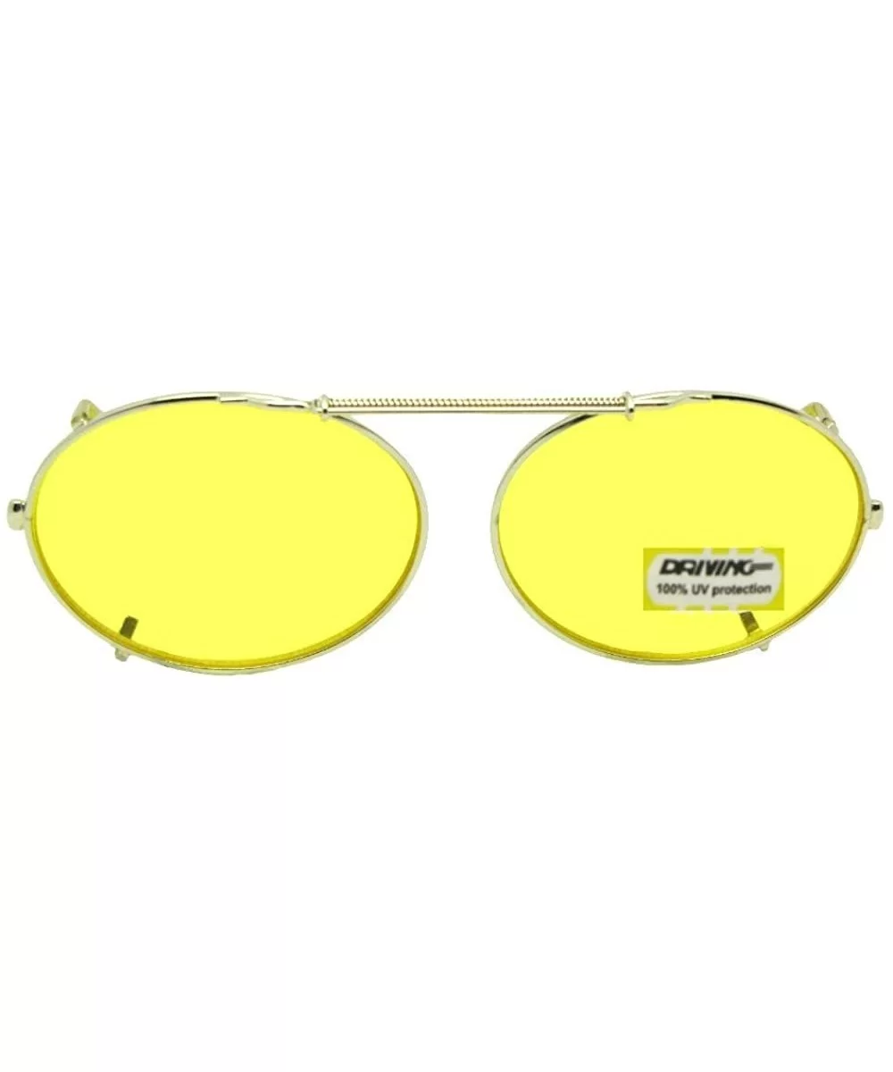 Oval Yellow Non Polarized Clip on Sunglasses - Lite Gold Frame-yellow Lenses - CH189NL3LH9 $21.48 Oval