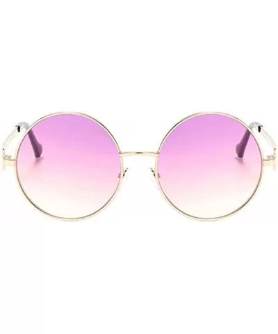 Unisex Vintage Round Sunglasses Classic Retro Steampunk Style Eyewear - Purple Yellow - CR197IGKX4U $17.59 Round