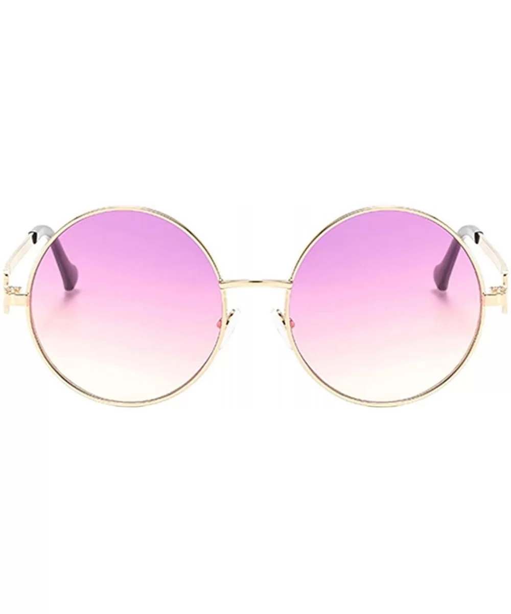 Unisex Vintage Round Sunglasses Classic Retro Steampunk Style Eyewear - Purple Yellow - CR197IGKX4U $17.59 Round