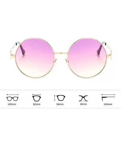 Unisex Vintage Round Sunglasses Classic Retro Steampunk Style Eyewear - Purple Yellow - CR197IGKX4U $17.59 Round