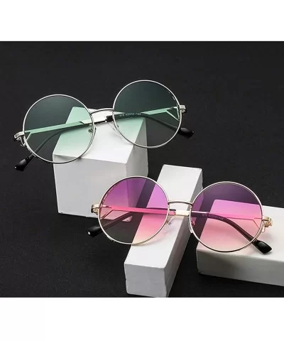 Unisex Vintage Round Sunglasses Classic Retro Steampunk Style Eyewear - Purple Yellow - CR197IGKX4U $17.59 Round