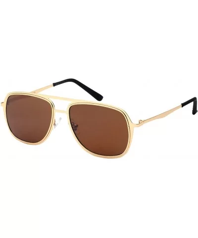 Sleek Metal Aviators w/Flat Flash Mirrored Lens 25136-FLFM - Gold - CH12LQ0RRRX $14.51 Aviator