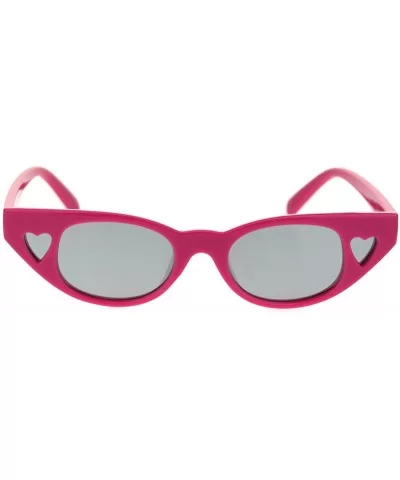 Womens Narrow Cat Eye Heart Shape Side Lens Plastic Sunglasses - Pink Silver Mirror - C918S7C6SZM $13.96 Rectangular