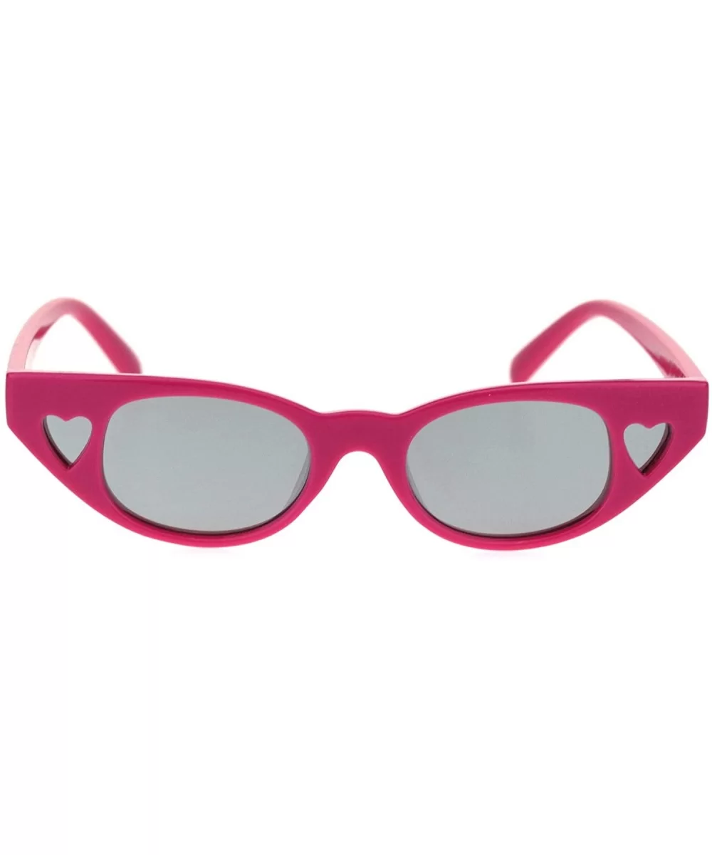 Womens Narrow Cat Eye Heart Shape Side Lens Plastic Sunglasses - Pink Silver Mirror - C918S7C6SZM $13.96 Rectangular